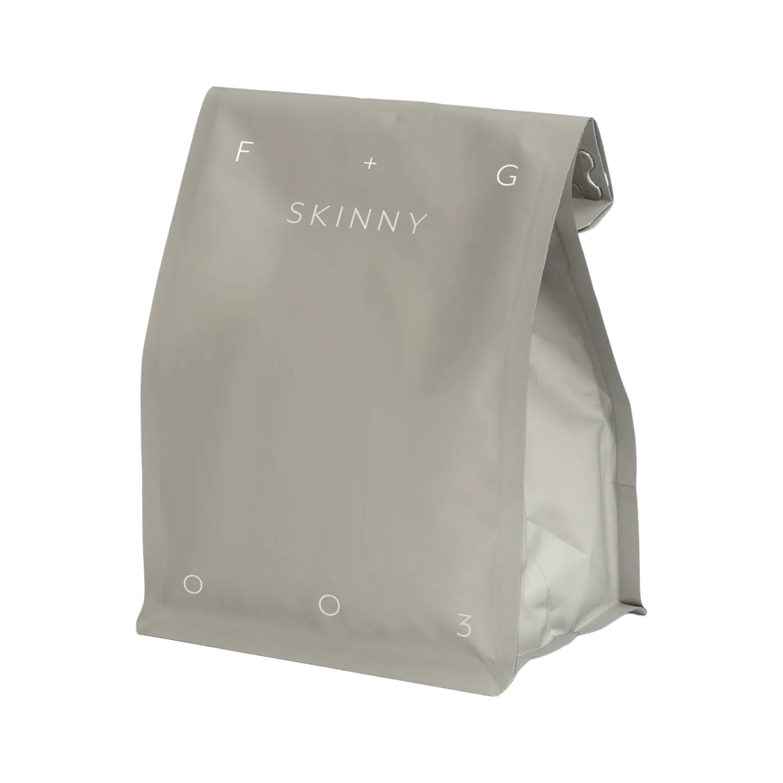 Skinny, bag front with the number 003